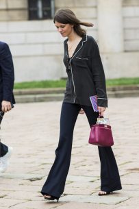 Pajama top and flared trousers